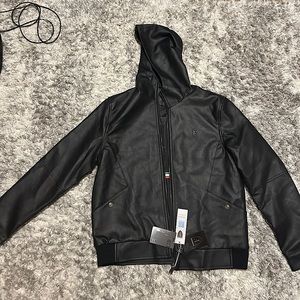 Men's Hooded Ferragamo Leather Jacket Size M